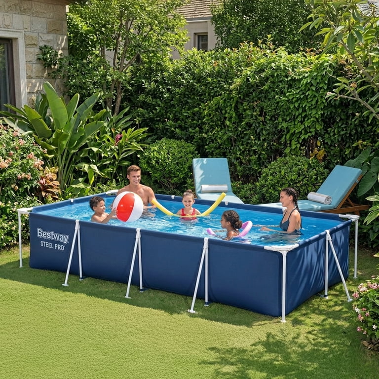 タイドプール200と160 Bestway Rectangular Metal Frame Swimming Pool, Steel Pro Above