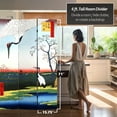 thumbnail image 5 of Oriental Furniture 6 Ft Tall Double Sided Hiroshige Room Divider, Cranes/Fox Fire, 3 Panel, Japanese, Famous painting's printed on Canvas, 5 of 5