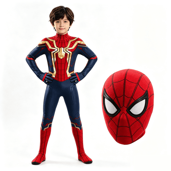 2026 New Halloween Spide Cosplay Costume, BDN Hero Costume Set, Cosplay Set Includes Jumpsuit with Mask, Unisex Halloween Party Stage Performance, 100(2-3 Years)