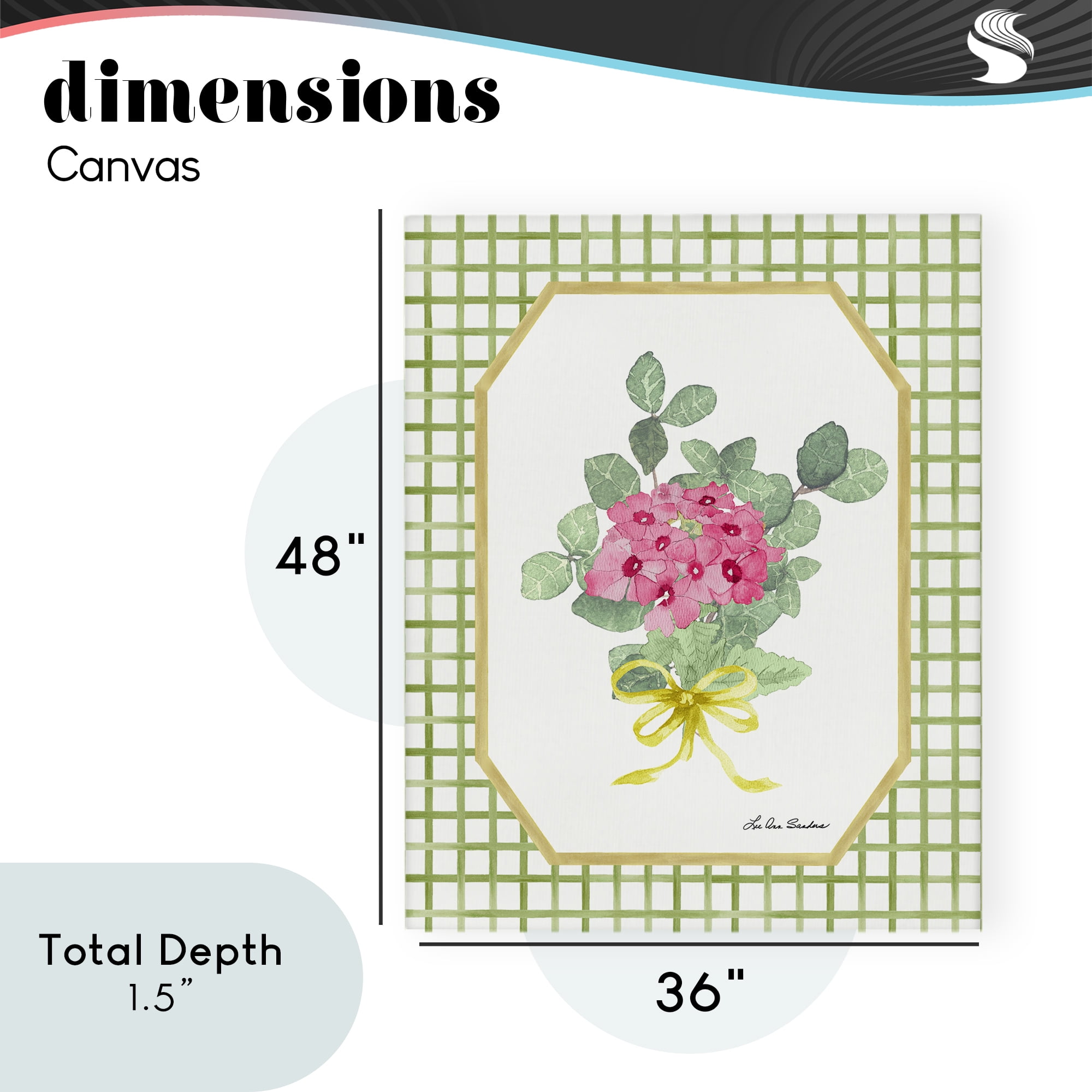 Botanical Story on Grid Pattern Canvas Wall Art, design by Lee Ann Sanders