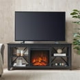 thumbnail image 3 of Evelyn&Zoe Sawyer Rectangular TV Stand with Log Fireplace for TV's up to 65" in Black, 3 of 8