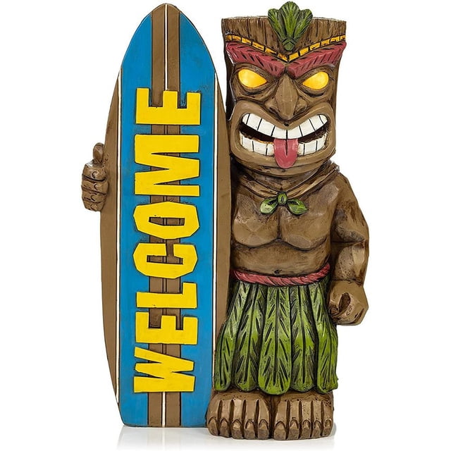 Adorno De Tabla De Surf Con Señal De Bienvenida, Estatua De Jardín De Resina Para Patio