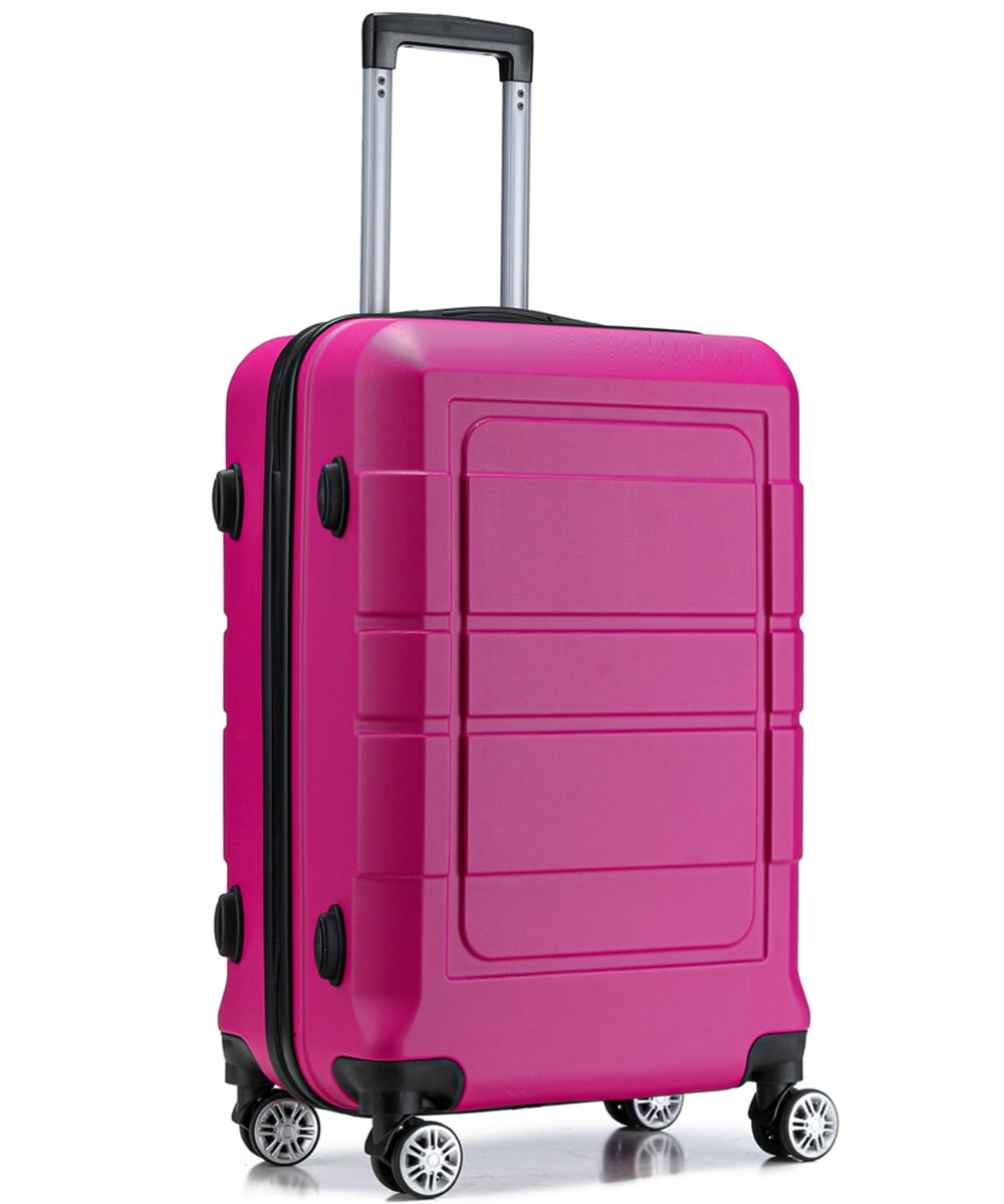 Alex Vando 22" 3 Piece Hardside Spinner Carry On Travel Luggage Set, Rose Red