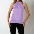 thumbnail image 2 of TTUHYWXI Women's Halter Tank Tops Satin Silk Backless Sleeveless Summer Camisole Going Out Top (Purple, XL), 2 of 9