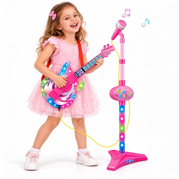 Style-Carry Musical Instrument Toy for Toddlers, Guitar Toys for Kids 4-8 Years, Pretend Play Microphone Toys, Gifts Toys for Girls 3-6 Years