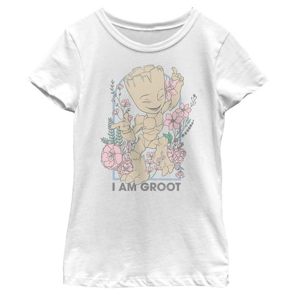 Girl's Guardians of the Galaxy Floral I Am Groot  Graphic Tee White X Large