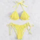 thumbnail image 5 of Conjunto de Bikini con cordones para mujer, traje de baño Sexy con cordón, ropa de playa de leopardo, 2 piezas, 5 of 5