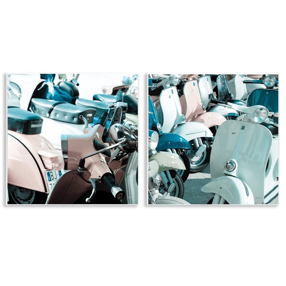 Stupell Industries Italian Scooters in Pastels Transportation Painting Unframed Art Print Wall Art, 12 x 12, Set of 2