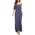 thumbnail image 3 of Aiyino Women's Summer Casual Loose Long Dress Cold Shoulder Short Sleeve Split Maxi Dresses, 3 of 7