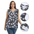 thumbnail image 3 of Baywell Women's Plus Size V-neck Sleeveless Blouses Pleated Tank Tops Casual Solid /Floral Printed Summer Sleeveless Shirts XL-5XL, 3 of 8