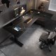 thumbnail image 3 of Escritorio de oficina grande de siete formas, mesa de escritorio eléctrica de altura ajustable para ordenador con pantalla LED, escritorio de juegos de movimiento para el hogar, 3 of 4