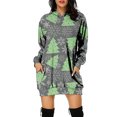 thumbnail image 1 of Vestido corto de sudadera con capucha y bolsillos con estampado navideño para mujer informal a la moda Pompotops  hdfakjf900, 1 of 4