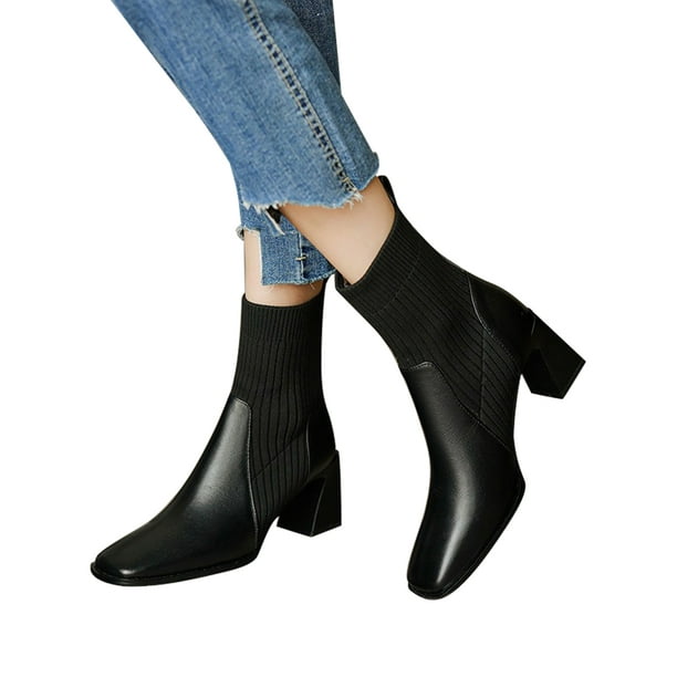 Elegant Ankle Boots for Womens US Stretchy Booties Elastic Block