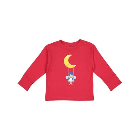 

Inktastic Cute Fairy Fairy On The Moon Fairy On A Swing Gift Toddler Toddler Girl Long Sleeve T-Shirt