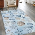 thumbnail image 2 of Blue Coastal Area Rugs 3'x5', Washable Small Throw Rugs for Living Room Bedroom, Country Nautical Starfish Coral Seashells Indoor Outdoor Rug Non-Slip Low Pile Carpet Runner Reversible Floor Mats, 2 of 8