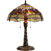 RADIANCE Goods Tiffany-Style 2 Light Dragonfly Table Lamp 16" Shade