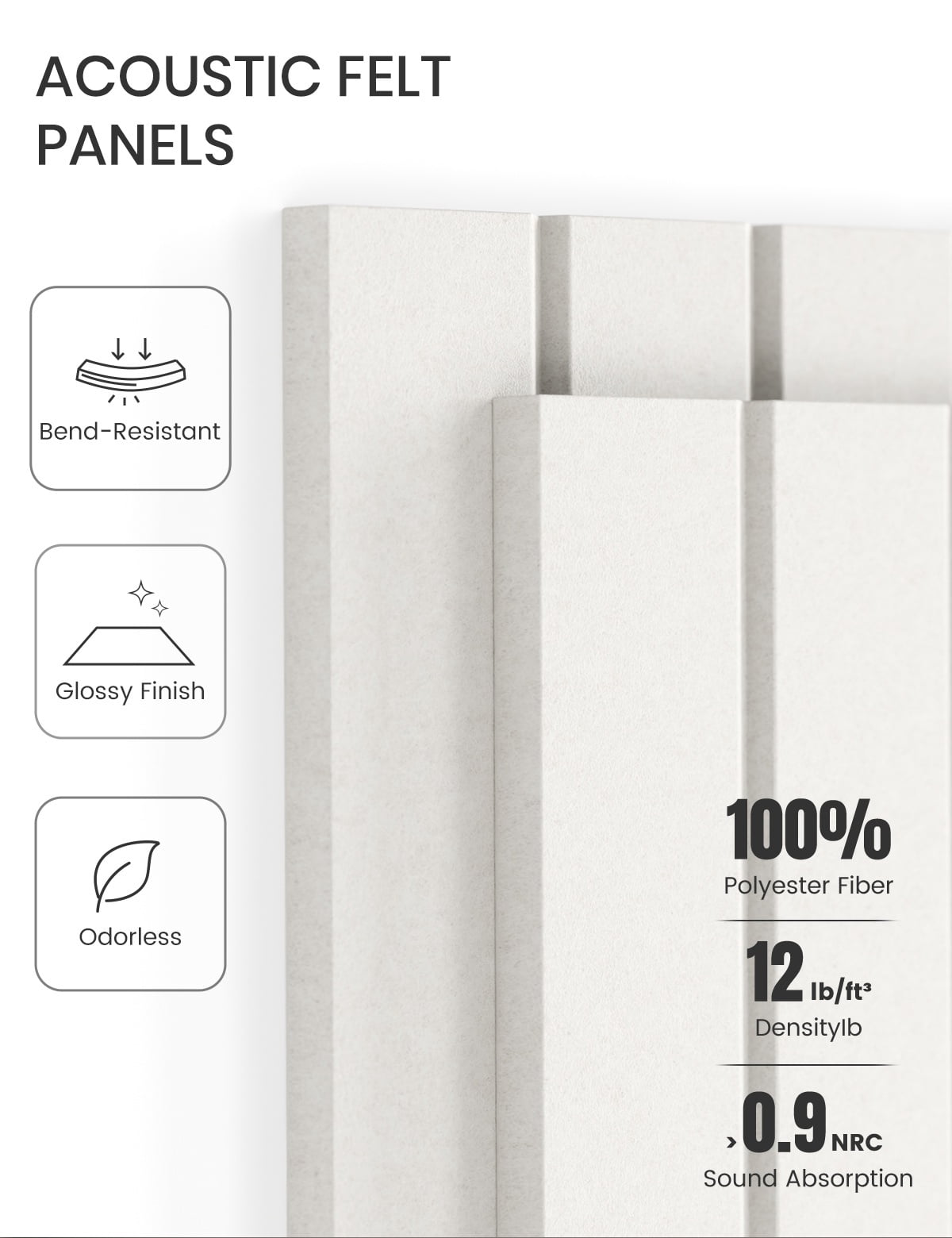 Fluxynara Large Felt Bulletin Board 48" x 36" Cork Board Alternative-12 Pack with 70 Safe Removable Adhesive Tabs, Cork Boards for Walls Cork Board for Home Office Classroom Pin Board (Milky White)
