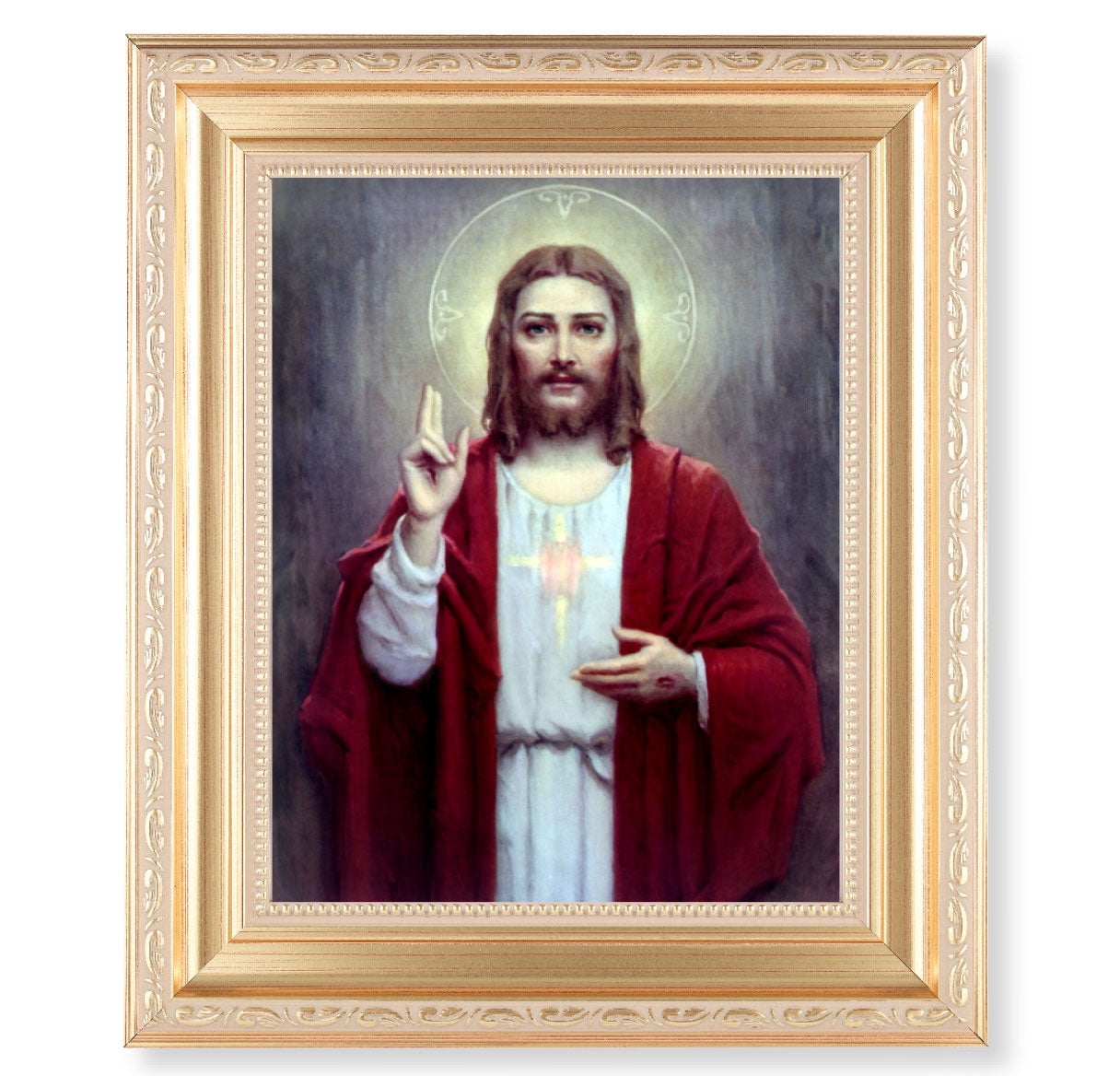Sacred Heart of Jesus Picture Framed Wall Art Decor Large, Satin Gold ...