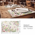 thumbnail image 3 of Placemats Set of 4, Pink Purple Flower Woven Placemat, Linen Place Mats for Kitchen/Dining Tables, Spring Vintage Country Floral Leaf Plant Washable Table Mats for Party, 3 of 8