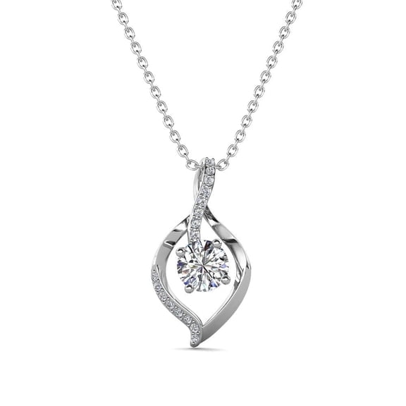Cate & Chloe Sabrina 18k White Gold Plated Pendant Necklace with Swarovski Crystals Gift for Women
