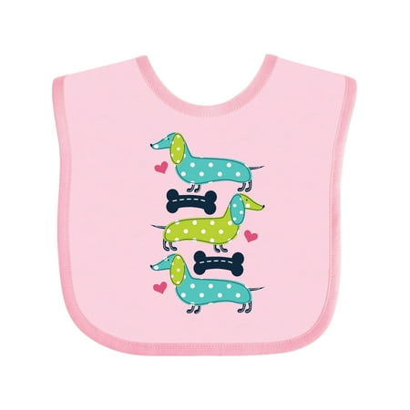 

Inktastic Dachshund Dog Lover Polka Dot Puppies Gift Baby Girl Bib