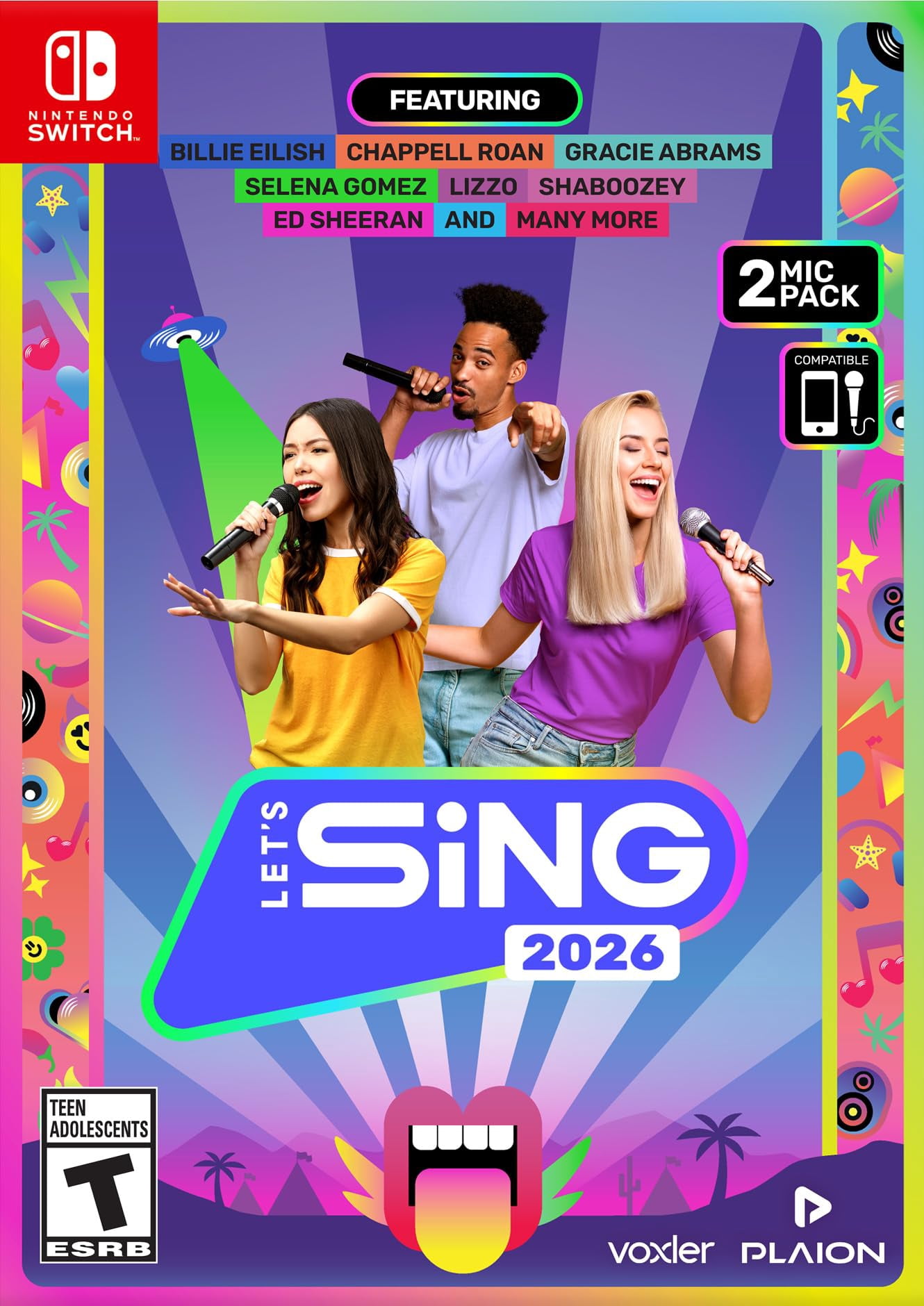 Plaion, Lets Sing 2026 + 2 Mics for Nintendo Switch, 35 Song