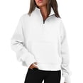 thumbnail image 4 of Womens Half Zip Up Cropped Hoodies Pullovers Sweatshirts Quarter Zipper Rib Knit Sweaters Fall Winter Clothes 2023, 4 of 10