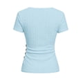 thumbnail image 3 of yillto Womens Summer Blouse Wrap V Neck Short Sleeve Tops Fashion Ruched Tunic Shirts Spring Business Tee, 3 of 7