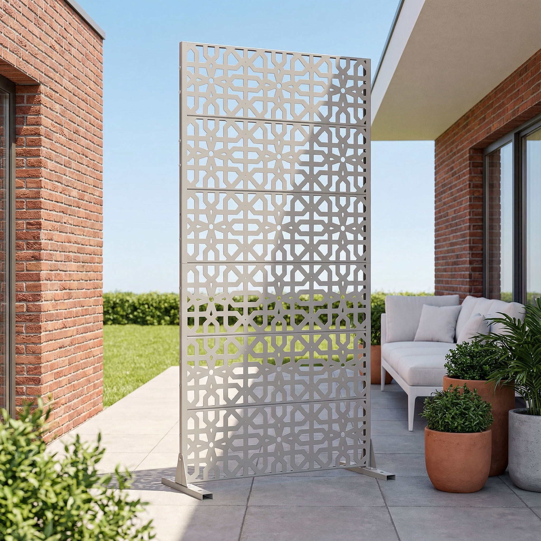 MAYEERTY 6 Panels Outdoor Privacy Screen, Metal Decorative Privacy Fence, Privacy Panel for Patio, Balcony, Backyard, Garden
