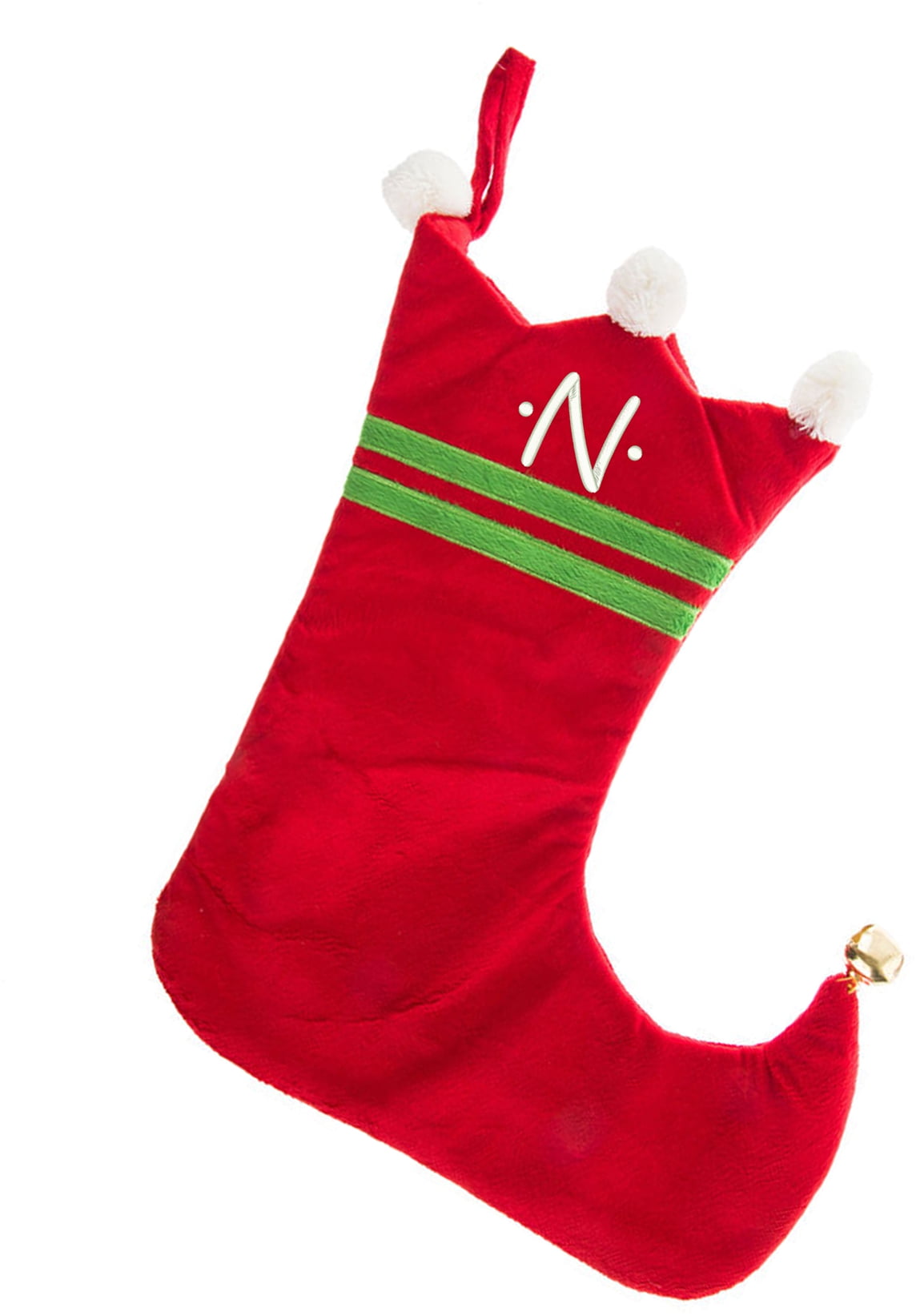 Initial M Monogrammed Me Embroidered Initial Christmas Stocking Red and White Plush