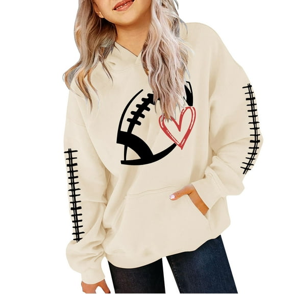 Ruyang Boys Girls Baseball Hoodies School Hooded Sweatshirts Pocket Long Sleeve Preppy Pullover Hoodie Oversized Tops