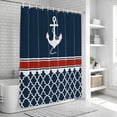 thumbnail image 5 of Navy Blue Coastal Shower Curtain Set - Long 72" x 84" Washable Bathtub Curtain with 12 Hooks, Nautical Ocean Sea Anchor Abstract Art Waterproof Fabric Stall Shower Curtains for Bathroom/Bathtub, 5 of 6