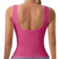 thumbnail image 5 of Lumtrix Built in Bra Tank Tops for Women Ribbed Scoop Neck Slim Fit Sleeveless Going Out Summer Tops Hot Pink L, 5 of 8