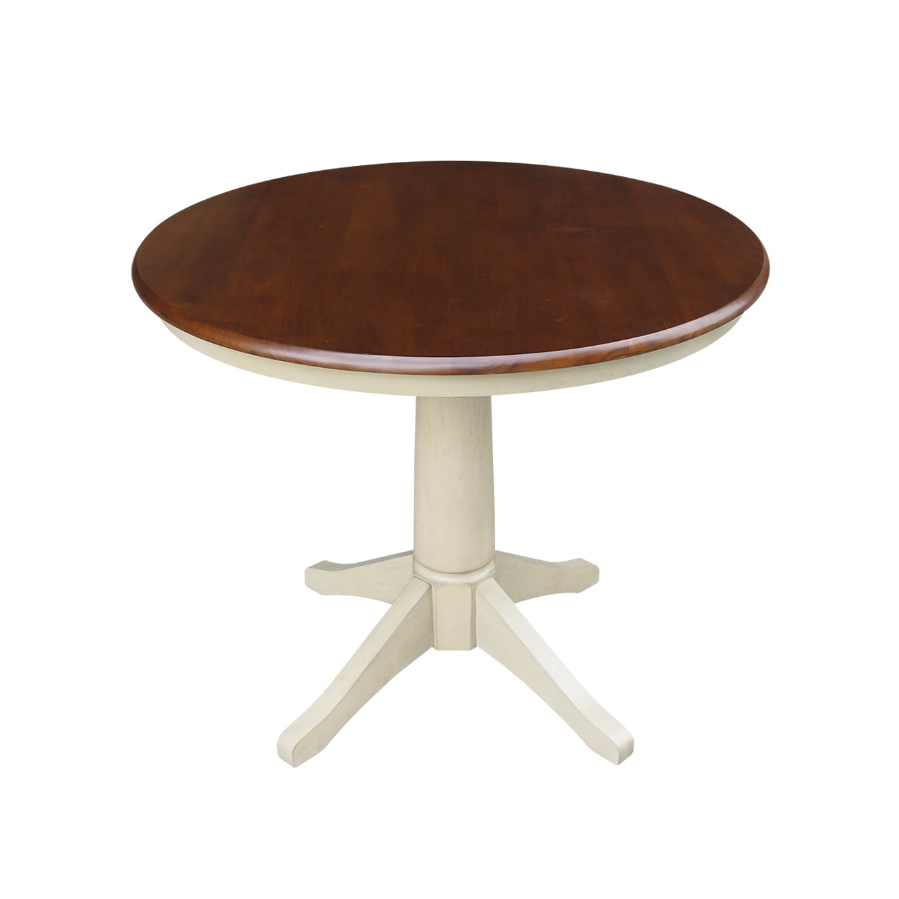 36 Round Pedestal Dining Table Almond Espresso