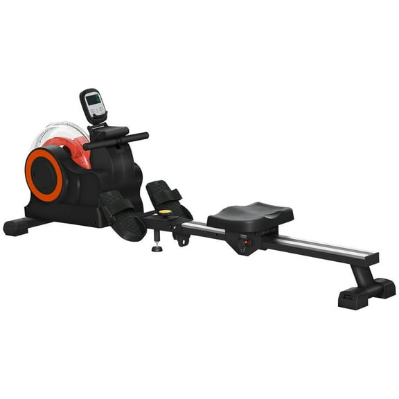 Spaco Water Rowing Machine for Home, Foldable Rower Machine with Adjustable Resistance, Wheels, LCD Monitor and Tablet Holder, 264lbs Weight Capacity, Red