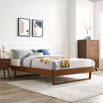 Modway Billie Full Wood Platform Bed Frame in Walnut