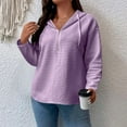 thumbnail image 5 of Lenpel Hoodies for Women Fashion Long Sleeve Half Zip Curved Hem Drawstring Textured Sweatshirts Casual Pullover Tops(Purple,Medium), 5 of 7
