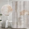 thumbnail image 5 of Small Stall Shower Curtain 48x72 Inch Narrow Half Size Beige Abstract Bath Curtains Bathroom Decor, Modern Gradient Mottled Vintage Stripes Waterproof Fabric Shower Curtain Set with Hooks 48 Inch, 5 of 7