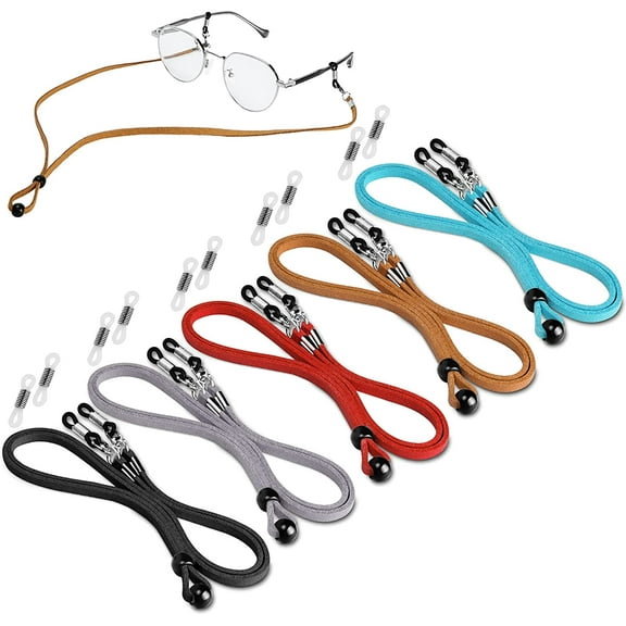 TEYJRY 5PCS Eyeglasses Holder Strap Cord Chain, Premium Glasses Strap Cord Lanyard for Men Women Kids, Adjustable Eyewear Retainer for Glasses, Sunglasses, Prescription Glasses