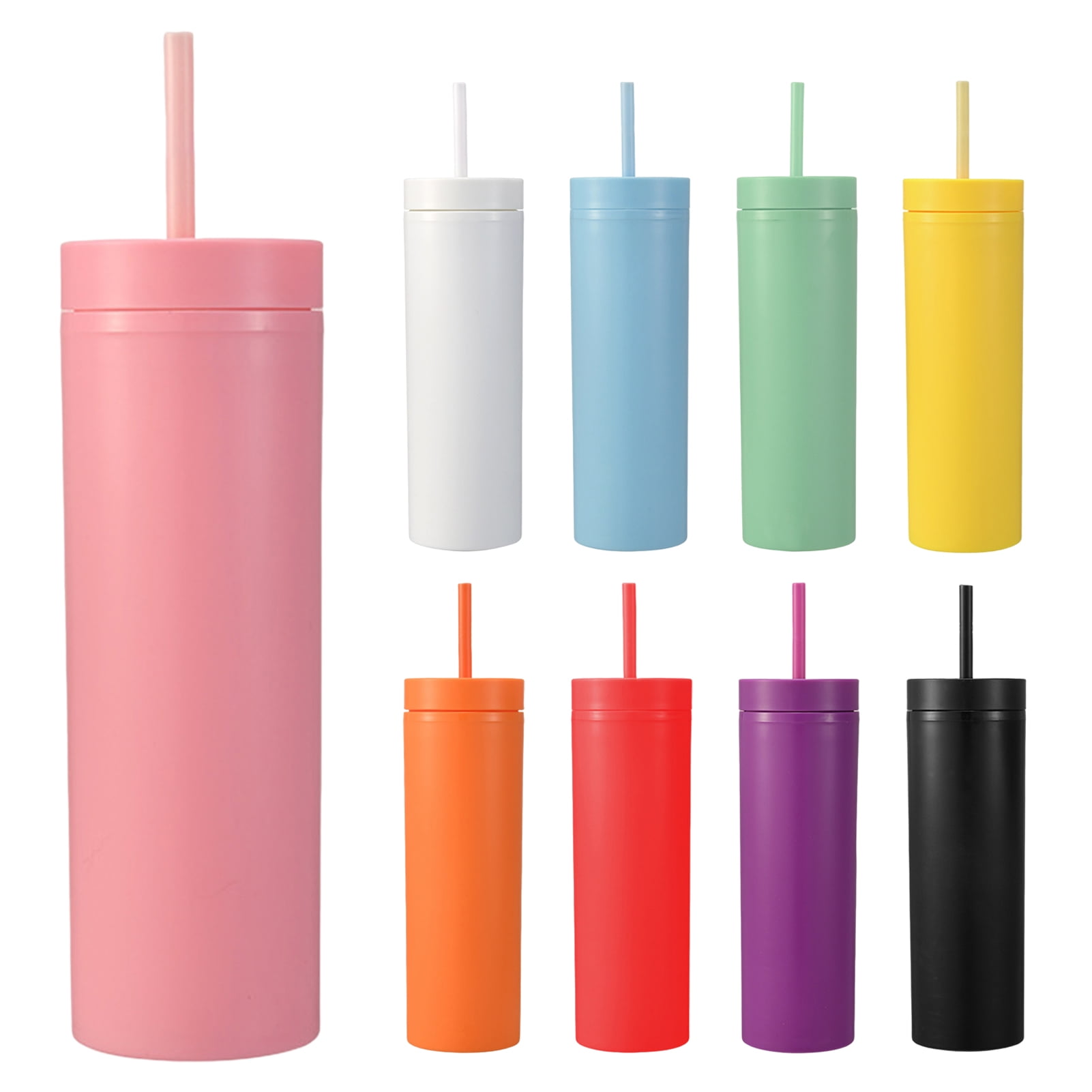 Hesroicy 1 Set 16OZ Straw Cup Large Capacity Matte Cup Body Good Sealing Leakproof with Lid