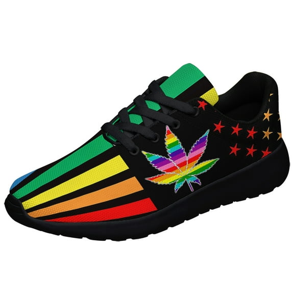 Rainbow Pride Shoes for Men Women, Unisex Fashion LGBT Gay Sneakers Lightweight Breathable Running Shoes Gift for Her Him Black Size 3.5