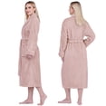 thumbnail image 3 of PAVILIA Women Plush Fleece Robe, Taupe Tan Soft Textured Bathrobe, Lady Cozy Spa Long Robe, Fuzzy Satin Waffle Trim, L/XL, 3 of 8