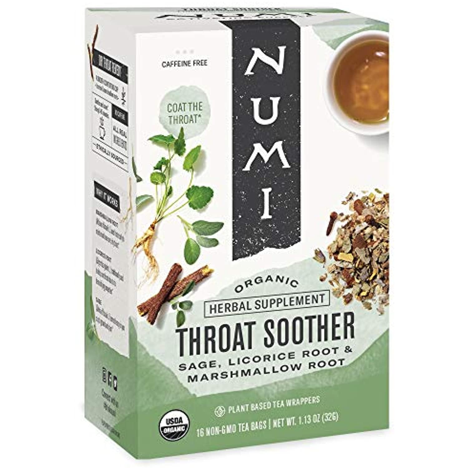 Numi Organic Tea Throat Soother, Licorice And Marshmallow Root Tea