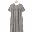 thumbnail image 2 of Baberdicy Nightgowns for Women Summer Cotton Silk Short Sleeved Sleep Dress for Middle Women New Loose Fitting Home Wear Elderly Sleepwear Plus Size Dress, 2 of 3