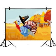 YKCG 7x5ft Cute Cartoon Turkey Escapes from the Arrows and Loses Happy Thanksgiving Photography Backdrops Polyester Photography Props Studio Photo Booth Props