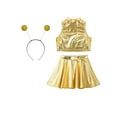 thumbnail image 4 of iiniim Kids Girls Alien Metallic Dress Costume Alien Sleeveless Tank Top with Short Skirts and Headband Set Gold 12, 4 of 7
