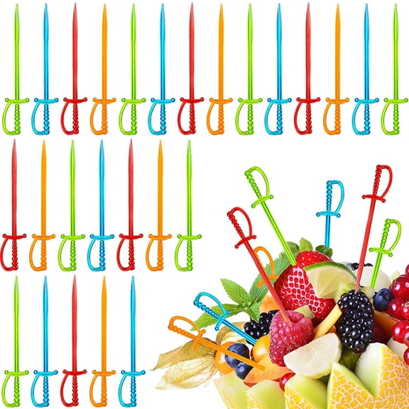 200 Pieces Plastic Cocktail Swords Picks Colorful Fruit Drink Appetizer Skewers
