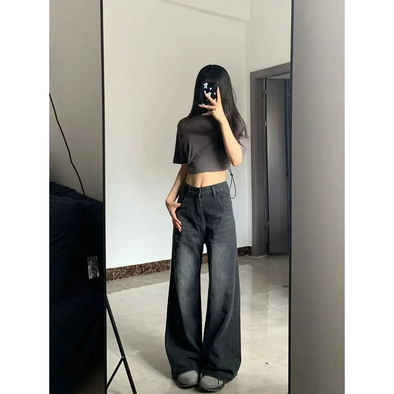 Vintage Black Jeans Women High Waist Grunge Y2k 90s Vintage Black Jeans Women High Waist Grunge Y2k 90s