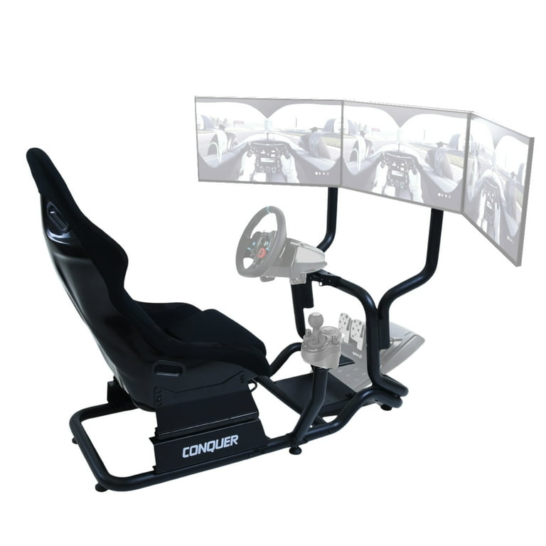 Conquer Race Simulator with Single Monitor Stand Racing Seat Cockpit Gaming Chair with Wheel Stand Gear Shift Mount Walmart