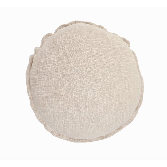 Ox Bay Solid Round Cotton Pillow, Beige, 20"